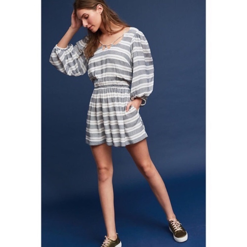 Anthropologie Holding Horses Striped Caged Romper